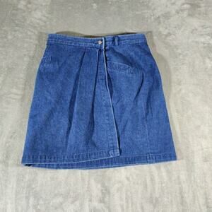 JJ Farmer Skirt Womens 12 Blue Jean Pleated 100%‎ Cotton Cottagecore Classicore